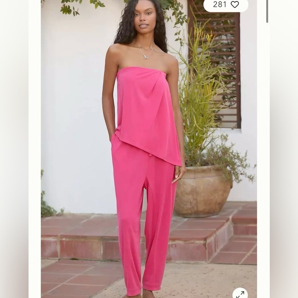 Anthropologie strapless top and drawstring pants in modal stretch S